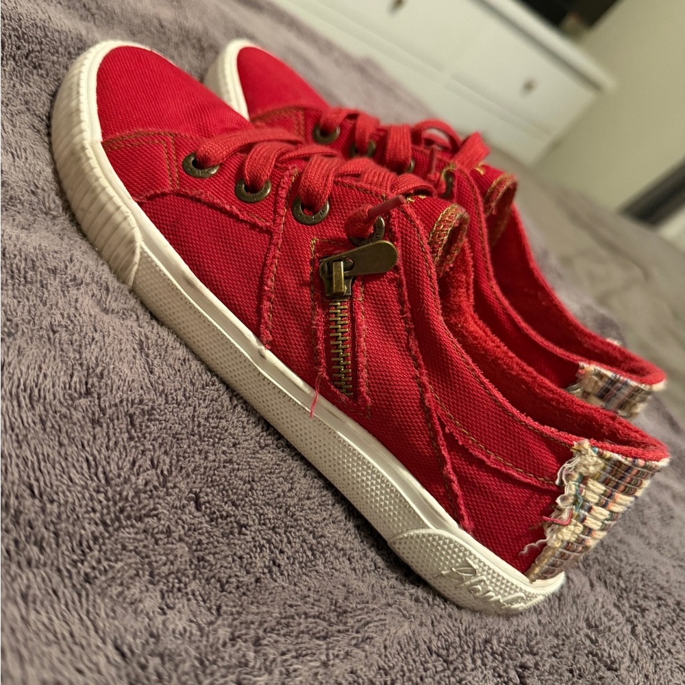 Blowfish Malibu Red Canvas Sneakers with Side Zipper